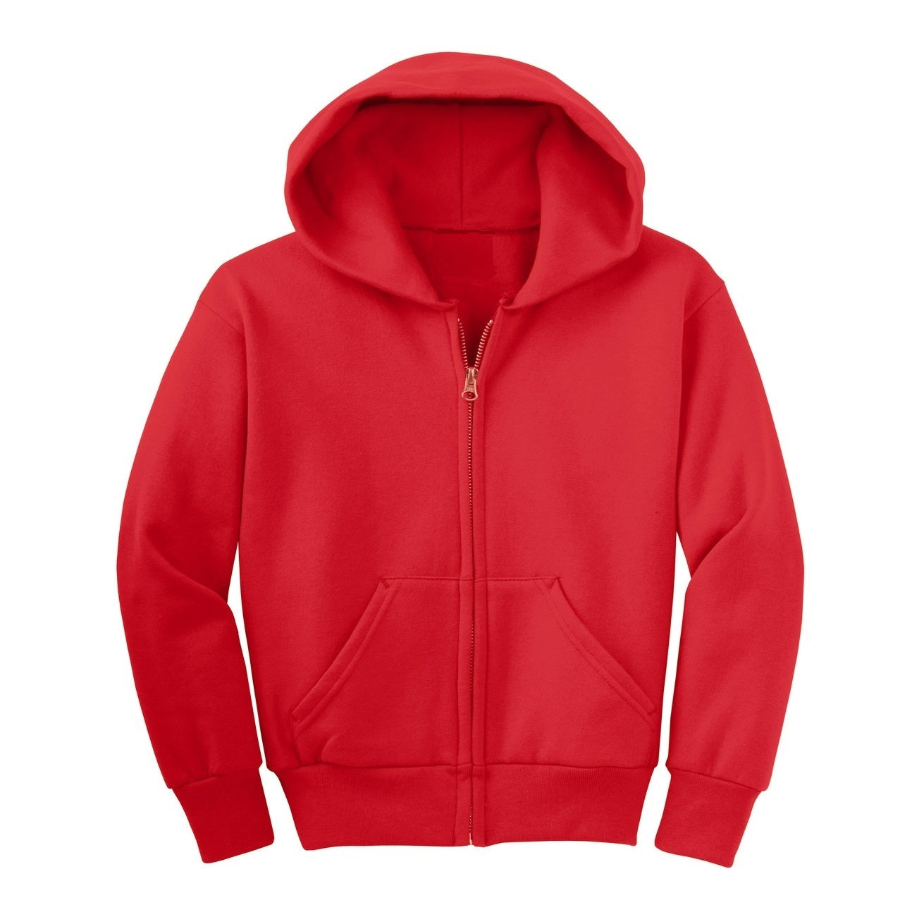 Wholesale Boys Fleece Zip Up Hooded Sweatshirt in Red