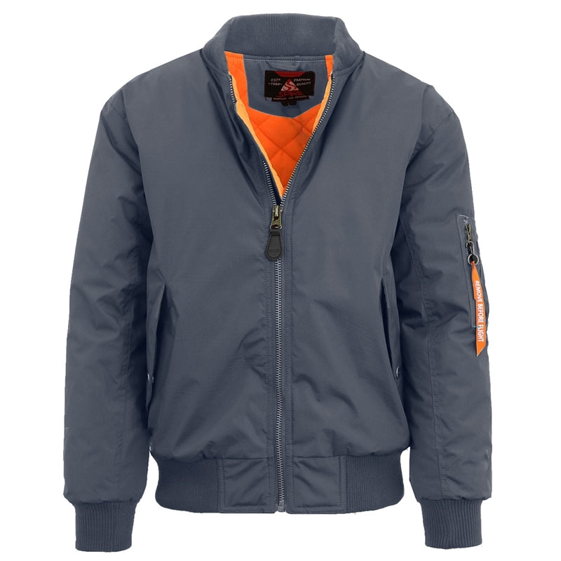 12 Pack Men's Heavyweight Bomber Flight Jacket - Charcoal