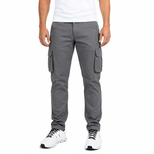 Young Men's Stretch Twill Cargo Pants in Grey