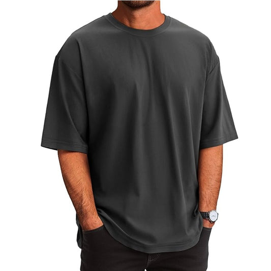 24 Pack Men's Oversized Drop T-Shirt in Dark Grey