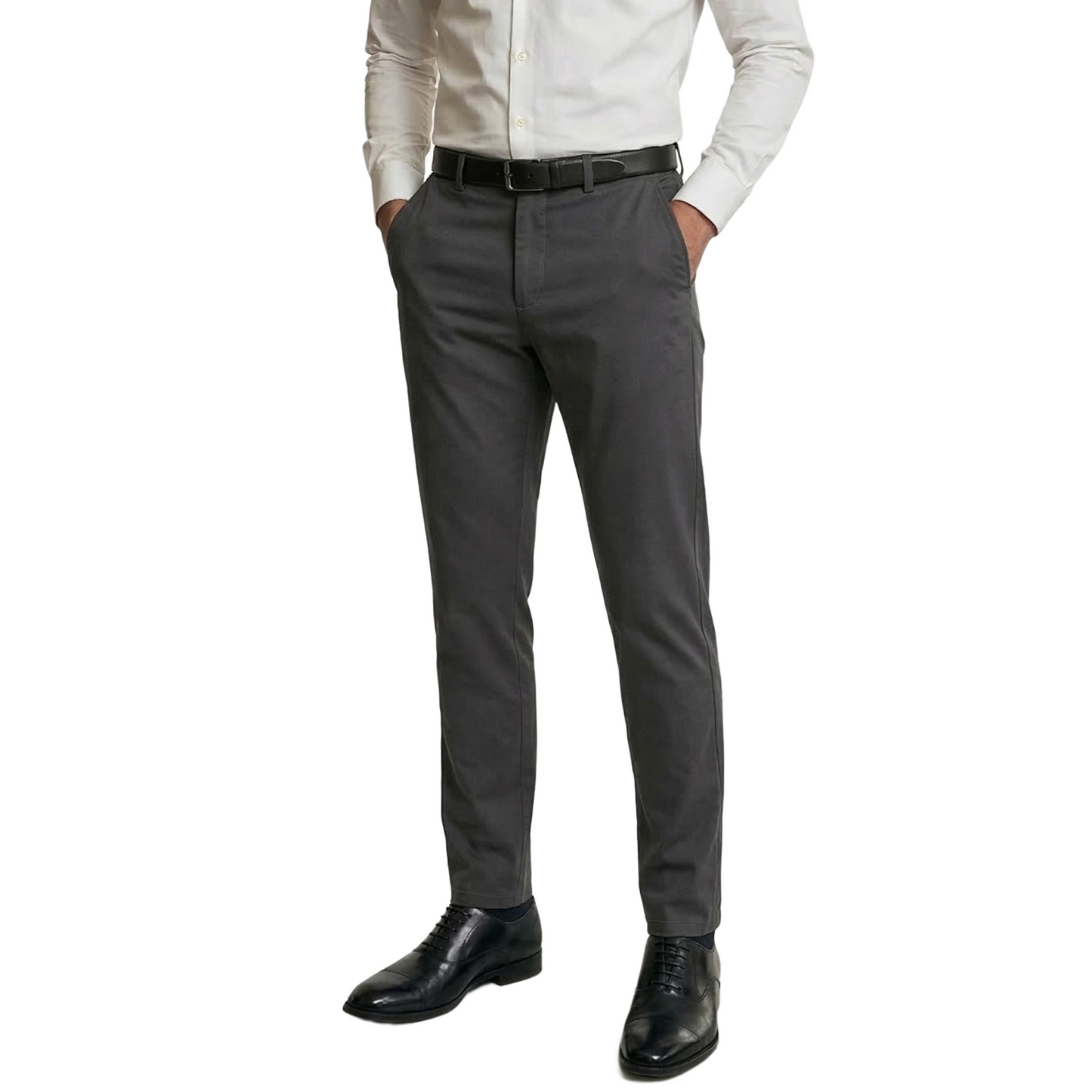 24 Pack of Wholesale Men's Stretch Slacks in Grey - Performance Fit