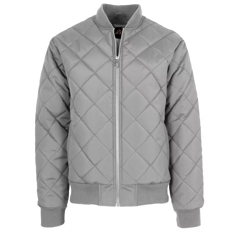 Men's Padded Quilted Bomber Jacket in Grey