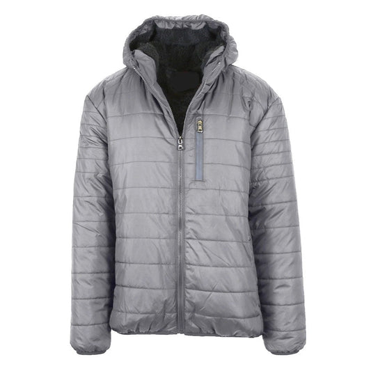 12 Pack Adult Bubble Jacket with Sherpa Lining in Grey