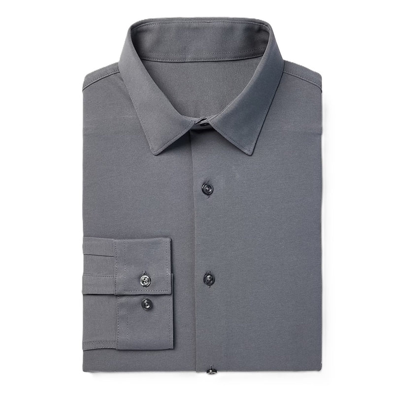 Wholesale Men's Long Sleeve Stretch Dress Shirt in Grey By Size