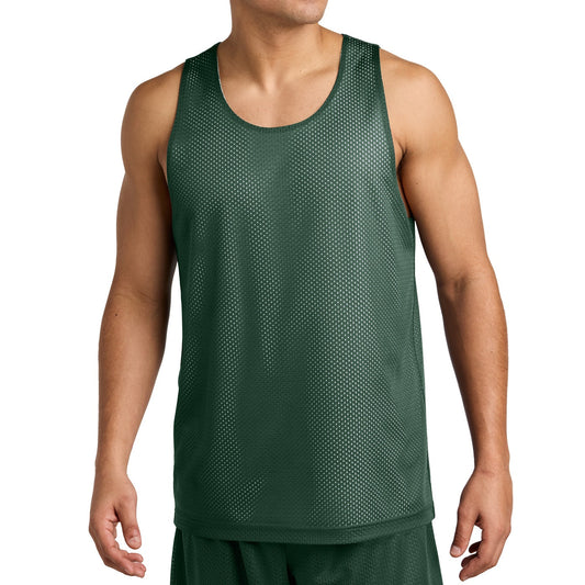 36 Pack Men's Reversible Mesh Jersey Tank - Hunter Green / White