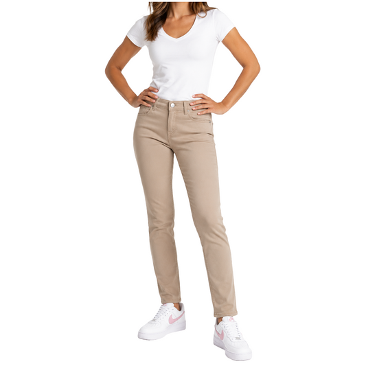 Young Women's Super Stretch Skinny School Uniform Pants in Khaki