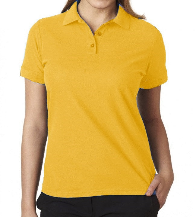 school uniform companies Junior Short Sleeve 3 Button Jersey Knit Shirt  in Gold