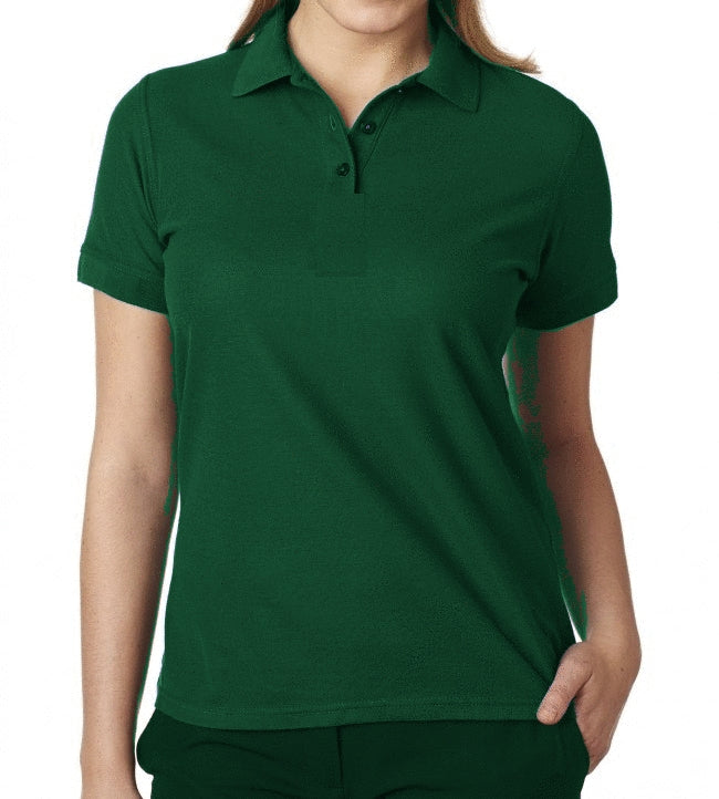 school uniform companies Junior Short Sleeve 3 Button Jersey Knit Shirt  in Hunter Green