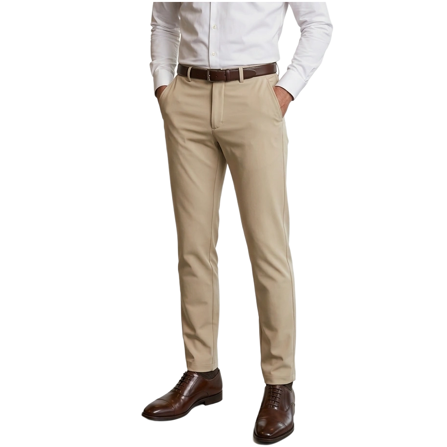 24 Pack of Wholesale Men's Stretch Slacks in Khaki - Performance Fit