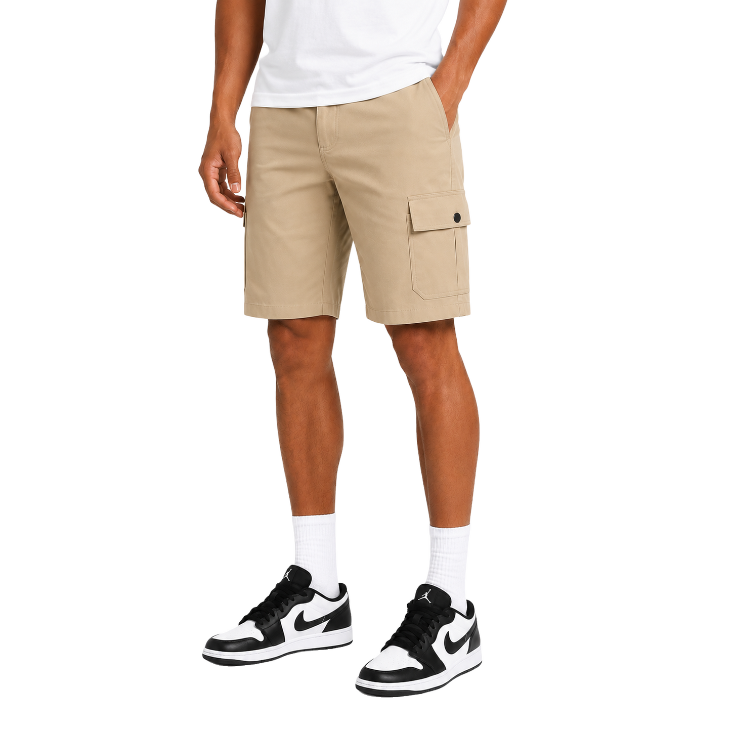 Young Men's Flex Stretch Cargo Shorts in Khaki