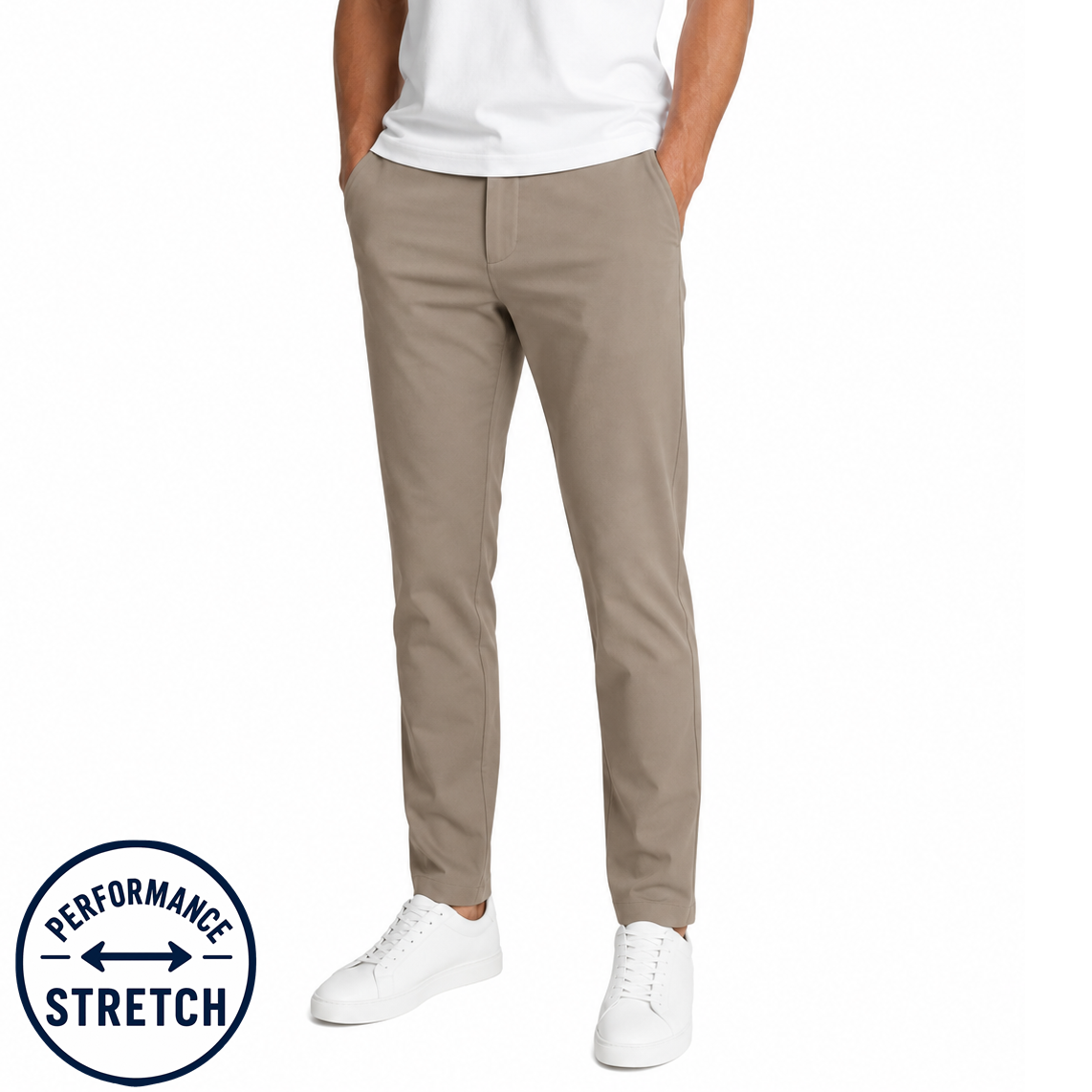 Young Men's Stretch Performance Fit Pants in Light Brown