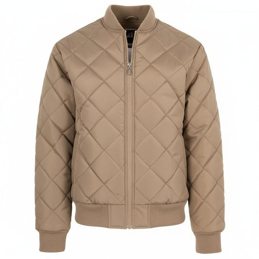 12 Pack Men's Padded Quilted Bomber Jacket Light Brown