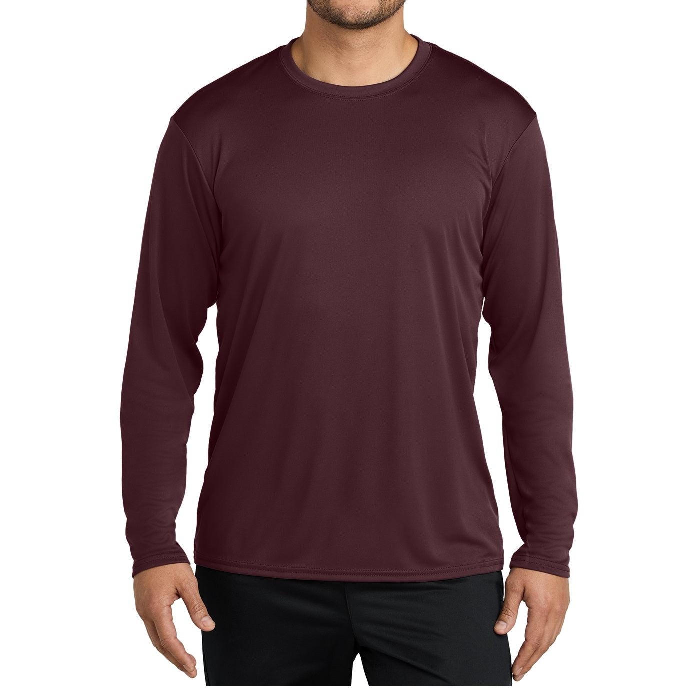 48 Pack Men's Performance Long Sleeve T-Shirt - Maroon