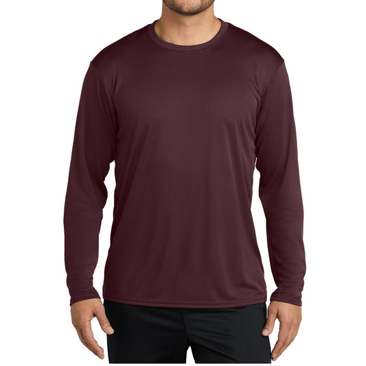 48 Pack Men's Performance Long Sleeve T-Shirt - Maroon