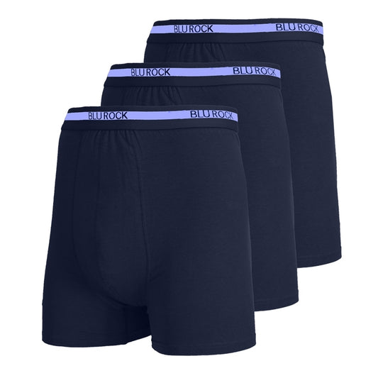 Wholesale 3-Pack Men's Stretch Cotton Boxer Briefs in Navy Blue