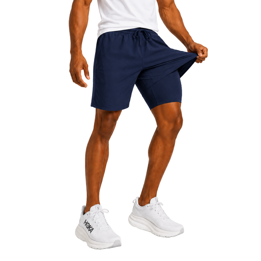 Men's Workout Shorts with Compression Liner – Navy