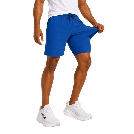 Men's Workout Shorts with Compression Liner – Royal Blue