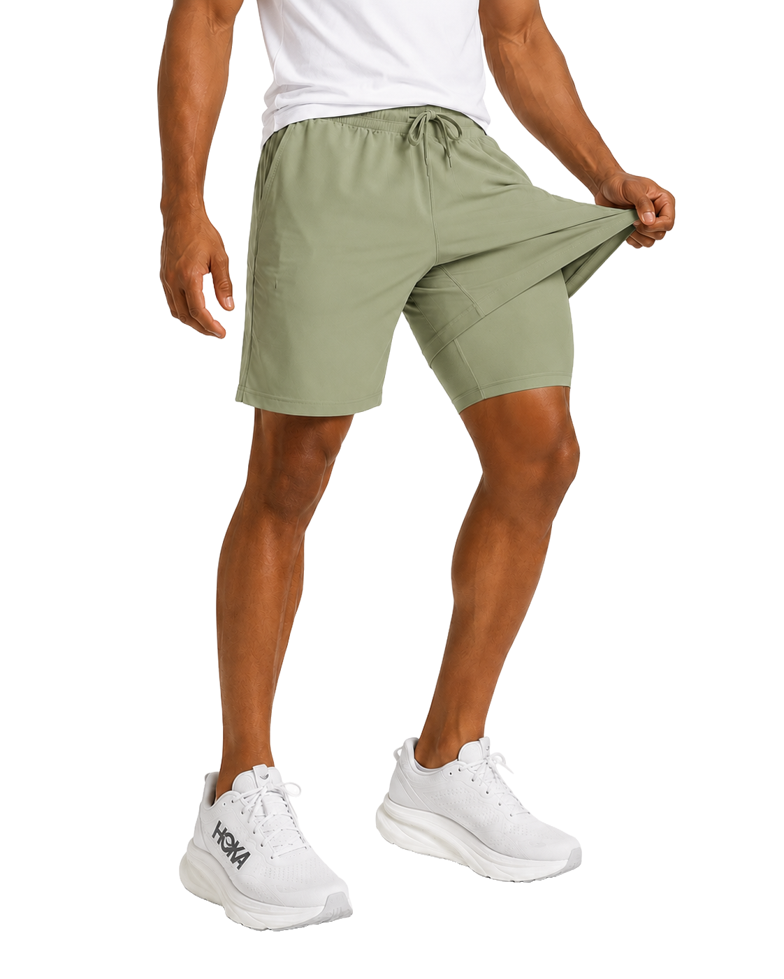 Men's Workout Shorts with Compression Liner – Sage