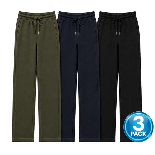 Men's 3-Pack Heavyweight Fleece Open Bottom Sweatpants in Olive / Navy / Black