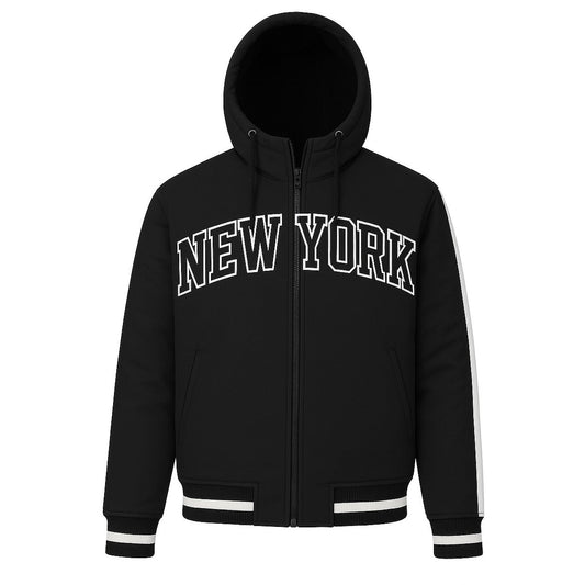 12 Pack Adult Jacket with Removable Hood & Fleece Lining in Black New York