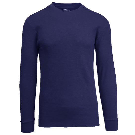 Wholesale Thermal Crewneck Long Sleeve Shirt in Navy