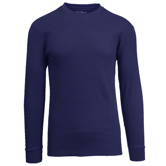 Wholesale Thermal Crewneck Long Sleeve Shirt in Navy
