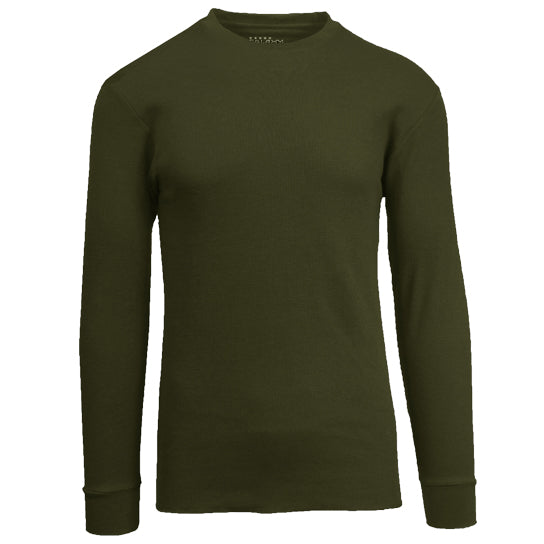 Wholesale Thermal Crewneck Long Sleeve Shirt in Olive