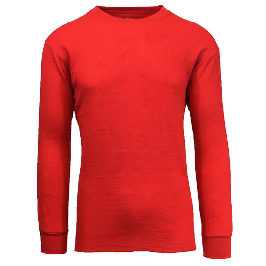 Wholesale Thermal Crewneck Long Sleeve Shirt in Red