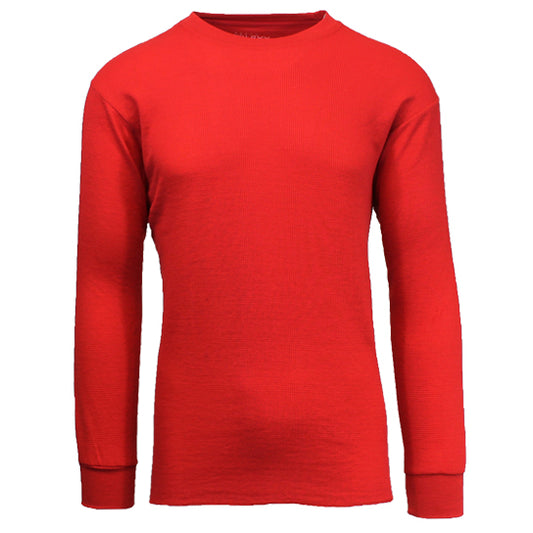 Wholesale Thermal Crewneck Long Sleeve Shirt in Red