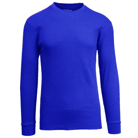 Wholesale Thermal Crewneck Long Sleeve Shirt in Royal Blue