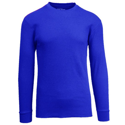 Wholesale Thermal Crewneck Long Sleeve Shirt in Royal Blue