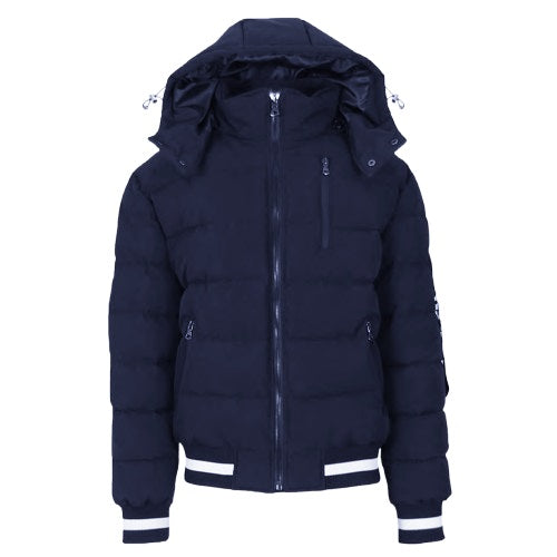 12 Pack Men's Heavyweight Hooded Varsity Bomber Jacket Navy