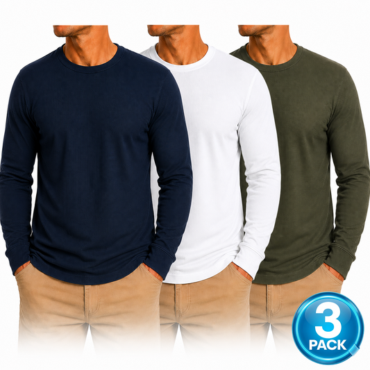 Men's 3-Pack Waffle-Knit Long Sleeve Thermal Shirt in Navy / White / Olive