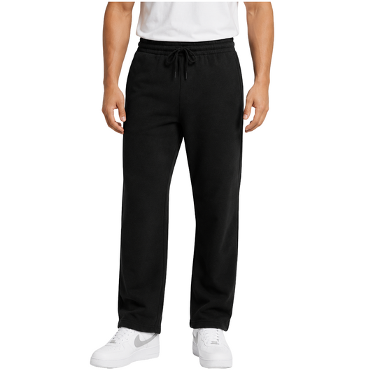 Men's Classic Heavyweight Fleece Open Bottom Sweatpants - Black