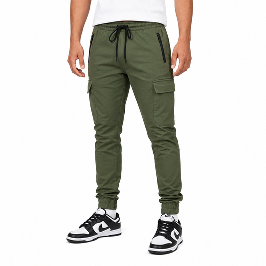 Men's Cotton Flex-Stretch Cargo Jogger in Olive