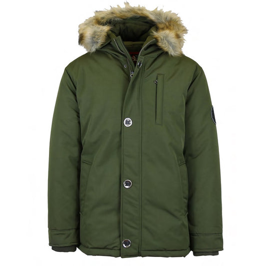 Men's Heavyweight Parka Coat with Fur Hood in Olive