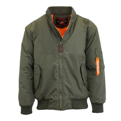 Men's Heavyweight MA-1 Flight Bomber Jacket in Olive