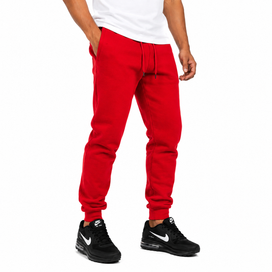 Men's Fleece Athletic Jogger Sweatpants with Drawstring in Red