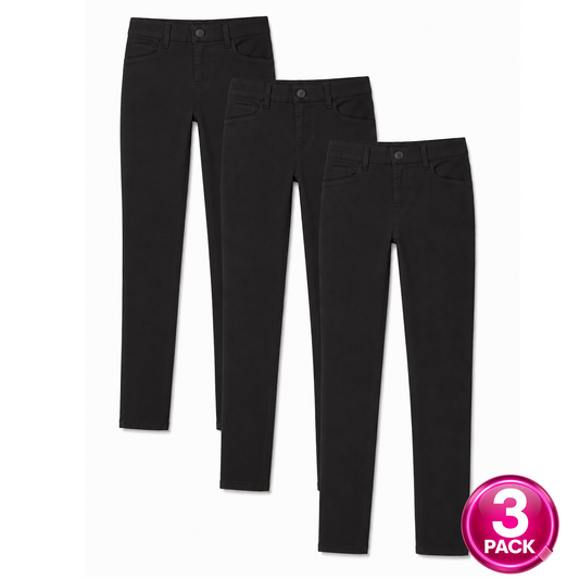 Girl's 3-Pack School Uniform SUPER STRETCH Skinny Pants in Black