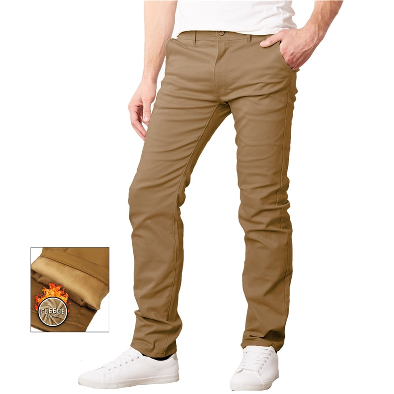 Men's Fleece Lined Stretch Chino Pants in Timber