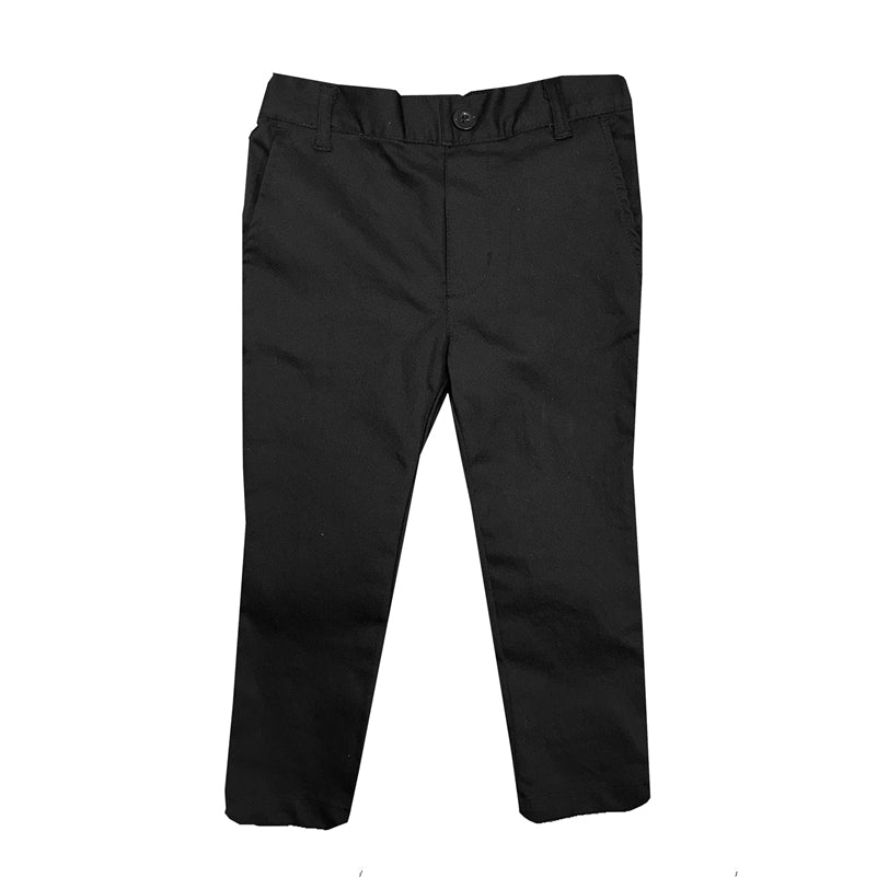 Wholesale Toddler School Uniform Stretch Slim Pull On Pants in Black