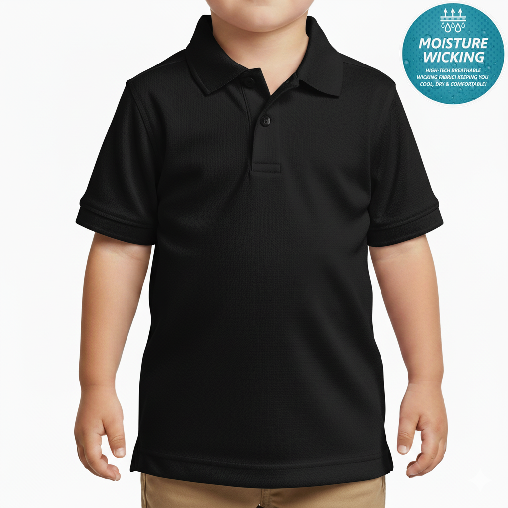 48 Pack Toddler Dri Fit School Uniform Polo Shirt in Black