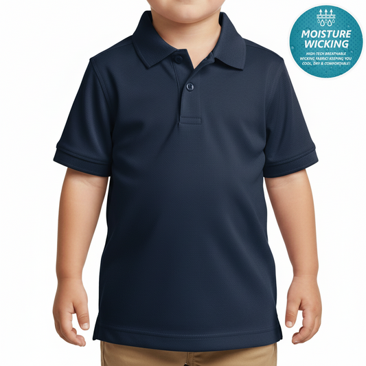 48 Pack Toddler Dri Fit School Uniform Polo Shirt in Navy