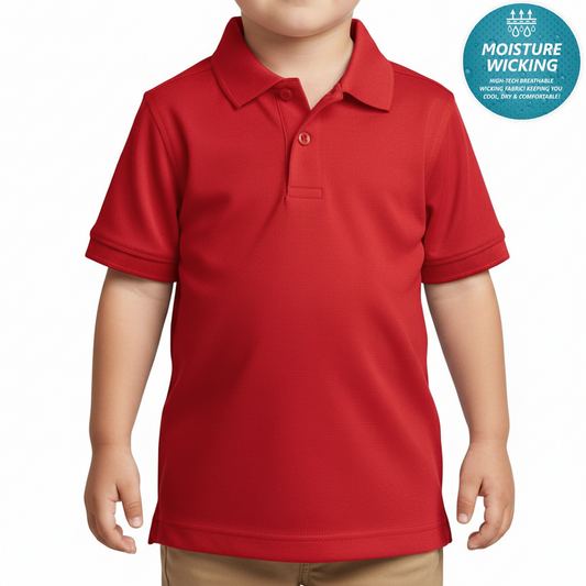 48 Pack Toddler Dri Fit School Uniform Polo Shirt in Red