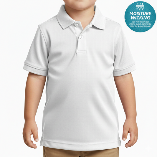 48 Pack Toddler Dri Fit School Uniform Polo Shirt in White