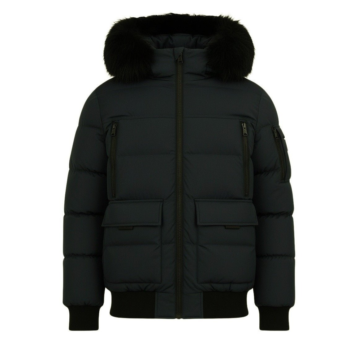 12 Pack Youth Bomber Hooded Winter Jacket - Black