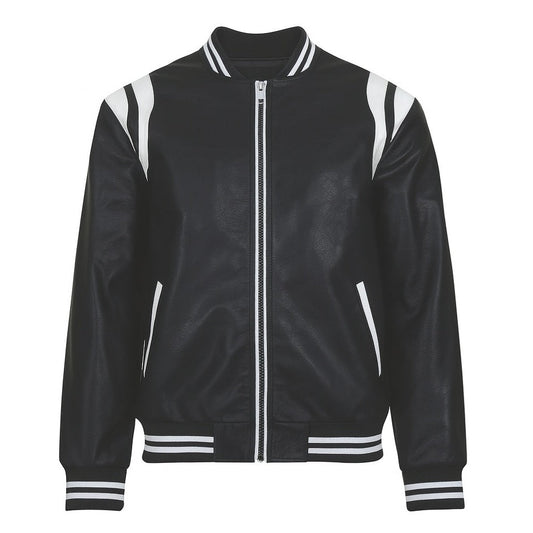 12 Pack Adult Faux Leather Varsity Jacket in Black