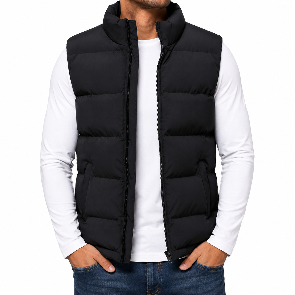Men's Heavyweight Puffer Bubble Vest in Black