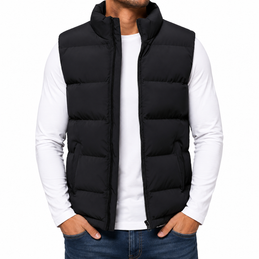 Men's Heavyweight Puffer Bubble Vest in Black