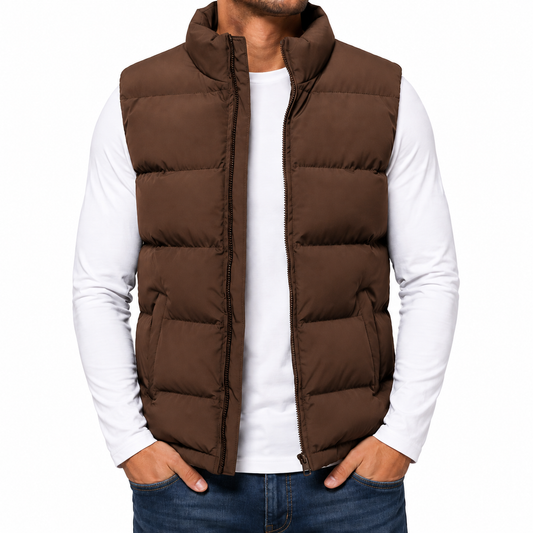 Men's Heavyweight Puffer Bubble Vest in Brown